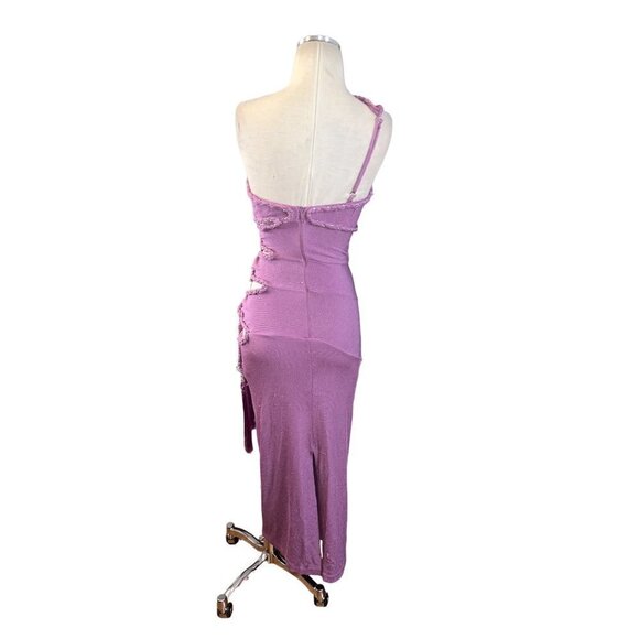 PatBO Cut Out Maxi Dress in Orchid 38 6 New Womens Bodycon Midi Crystals - Picture 7 of 16